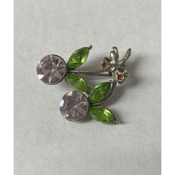 Pin Scatterpin Mosquito With Bow Cupid & Cherry Jewelry Fruit Theme Rhinestones - Picture 3 of 7